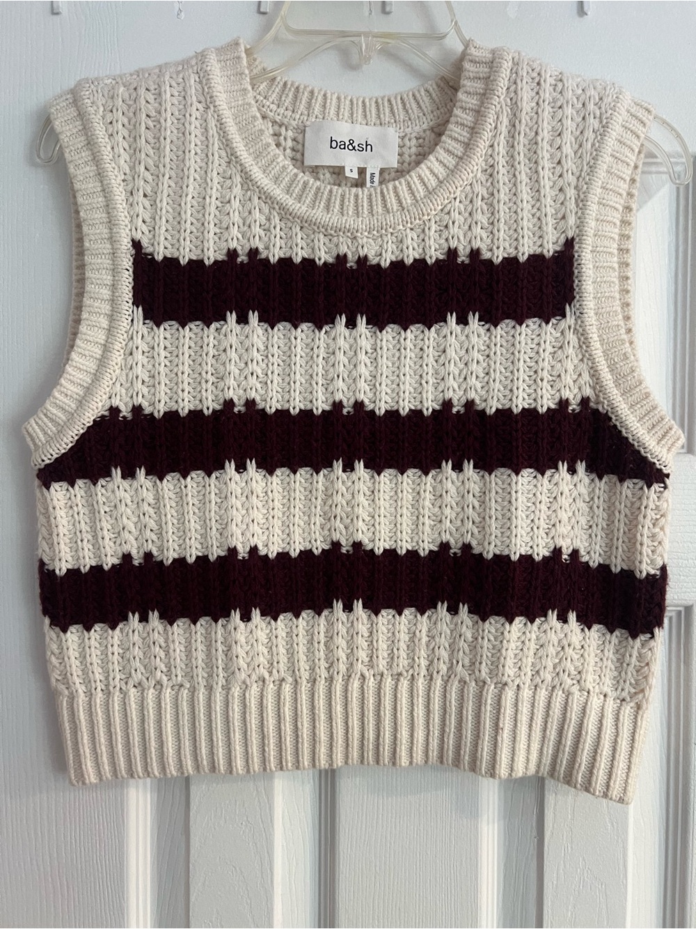 ba&sh Cream Chunky Knit Sweater Vest